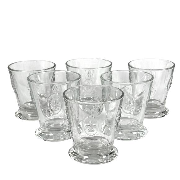 Le Rochere Fleur de Lis Vintage Double Old-Fashioned Glasses-Set of 6 - Picture 1 of 4